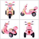 HOMCOM Kids Electric Ride On Toy Car 6V Electric Motorbike with Chargeable Battery Headlight and Music for 3-5 Years - Pink