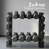 SPORTNOW 4-Tier Dumbbell Rack, Heavy-Duty Weight Rack for Dumbbells, Kettlebells and Multiple Balls, 200 KG Capacity, Black