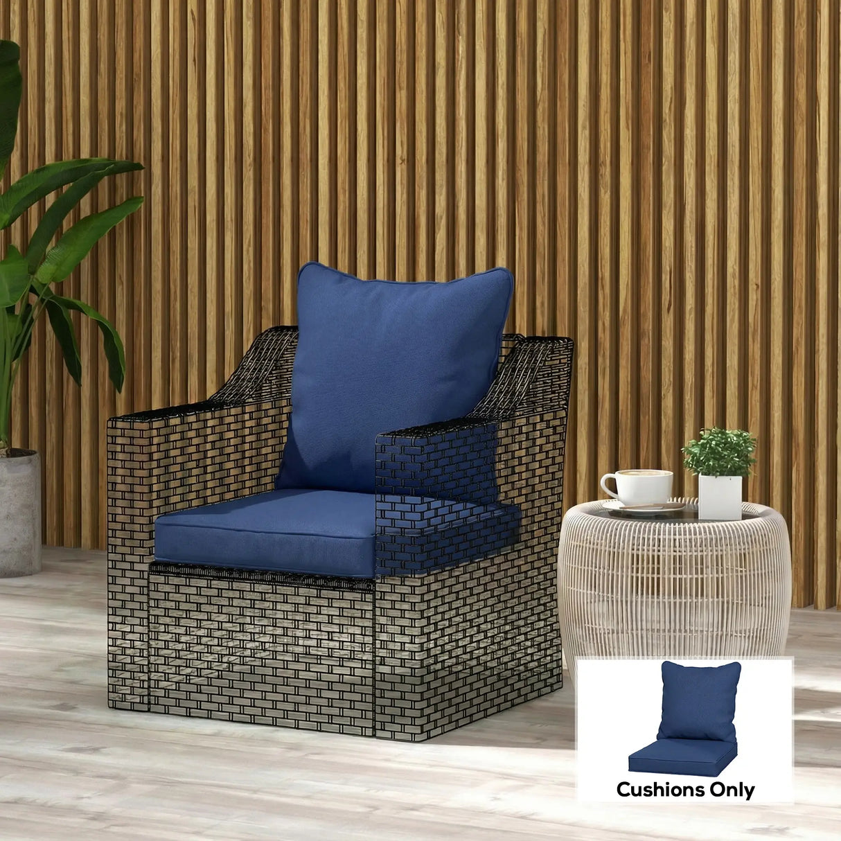 Outsunny Seat and Back Padded Cushion Set, CUSHION ONLY - Dark Blue