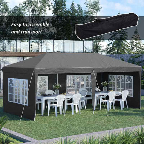 Outsunny 3 x 6m Pop-Up Gazebo, with Removable Walls - Grey