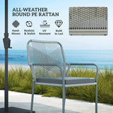 Outsunny Five-Piece PE Rattan Garden Dining Set with Cushions & Stackable Chairs - Light Grey