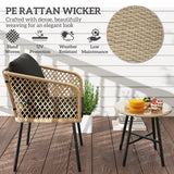 Outsunny Three-Piece Cut-Out Rattan Chair and Table Set - Brown/Black