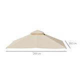 Outsunny 3x3(m) Replacement Gazebo Canopy, Double Tier Roof Top for Garden, Patio, Outdoor, Beige (TOP ONLY)