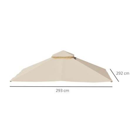 Outsunny 3x3(m) Replacement Gazebo Canopy, Double Tier Roof Top for Garden, Patio, Outdoor, Beige (TOP ONLY)