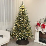 HOMCOM 7ft LED Pre-Lit Artificial Christmas Tree, with Base