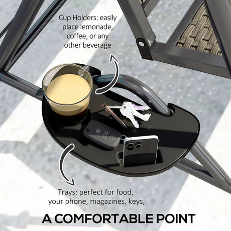 Outsunny 3 Seater Swing Chair, Garden Swing Seat Bench with Adjustable Canopy, Rattan Seat and Steel Frame for Patio, Yard, Grey
