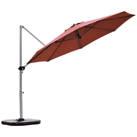 Round Cantilever Umbrella with Heavy-Duty Aluminum Pole for Garden-Red