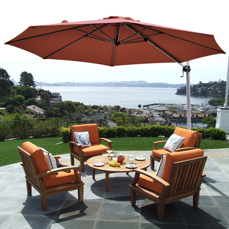 Round Cantilever Umbrella with Heavy-Duty Aluminum Pole for Garden-Red