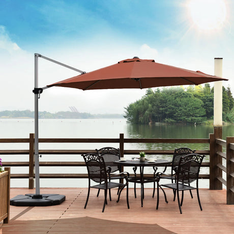Round Cantilever Umbrella with Heavy-Duty Aluminum Pole for Garden-Red
