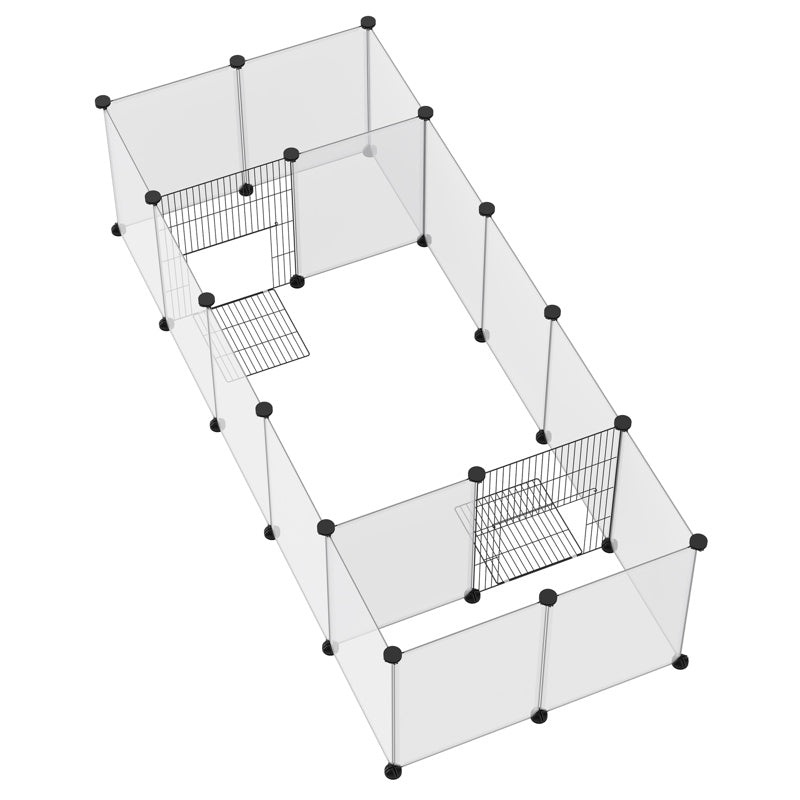 PawHut 18-Panel Small Animal Cage, Pet Playpen, for Guinea Pigs, Hedgehogs - White