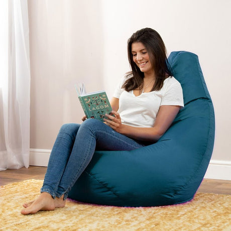 Highback Gamer Beanbag Indoor-Outdoor by Veeva® - Teal | Bean Bag & Footstool