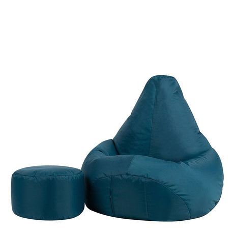 Highback Gamer Beanbag Indoor-Outdoor by Veeva® - Teal | Bean Bag & Footstool