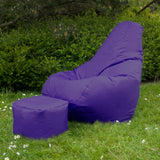 Highback Bean Bag Indoor-Outdoor with Footstool - Purple