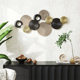 HOMCOM Metal Wall Art, Modern Hanging Wall Decor with Multi-Disc Design for Living Room Bedroom Dining Room