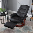 HOMCOM 360 Swivel Recliner Chair with Footstool, Faux Leather Upholstered Armchair for Living Room, Bedroom, Office, Black