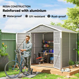 Outsunny 7.9ft x 6.2ft Aluminium Frame and Plastic Wall Shed, with Foundation - Light Grey
