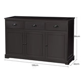 136 cm x 42.5 cm Sideboard Cabinet with 2 Cabinets and 3 Drawers-Brown