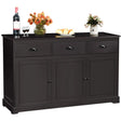 136 cm x 42.5 cm Sideboard Cabinet with 2 Cabinets and 3 Drawers-Brown