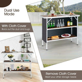 Portable Folding Camping Table with 2-Tier Open Shelves for Picnic, Barbecue, Outdoor Party-Coffee