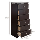 6 Drawer Chest with Mental Knobs for Living Room-Brown