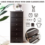 6 Drawer Chest with Mental Knobs for Living Room-Brown