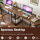 151CM Convertible L-shaped Computer Desk with 4 Storage Shelves for Home Office-Brown