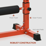 SPORTNOW Bulgarian Split Squat Stand, 12-Level Adjustable Single Leg Squat Machine with Foam Roller and Anti-Slip Pads for Lower Body Strength Training, Red