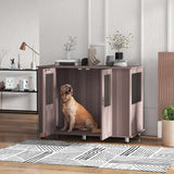 PawHut Dog Crate Table for Medium and Large Dogs with Magnetic Door for Indoor Use, 116 x 60 x 87 cm, Purple