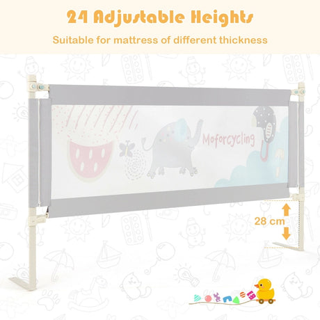 69 Inch Toddlers Vertical Lifting Baby Bedrail Guard with Lock-Gray