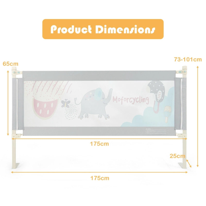 69 Inch Toddlers Vertical Lifting Baby Bedrail Guard with Lock-Gray