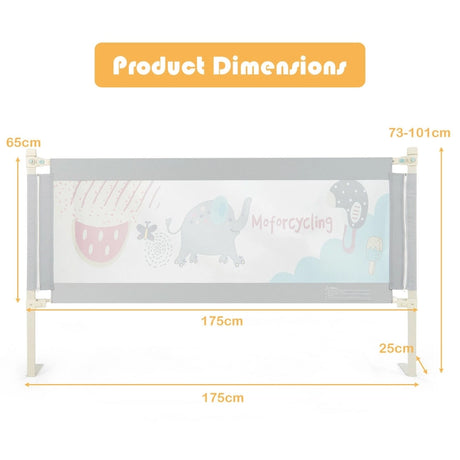 69 Inch Toddlers Vertical Lifting Baby Bedrail Guard with Lock-Gray