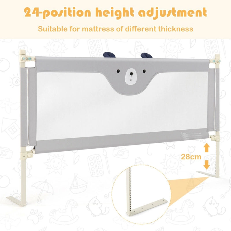 Vertical Lifting Baby Bedrail Guard with Lock-Gray