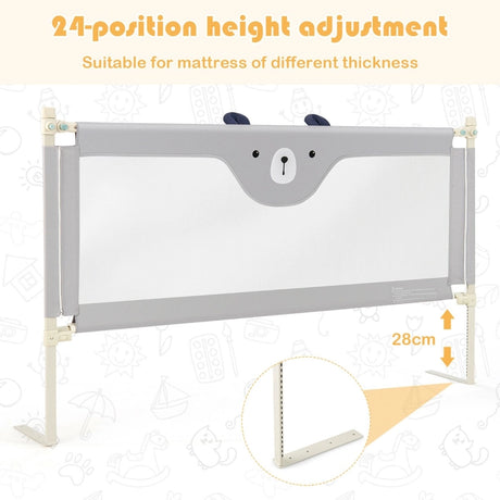 Vertical Lifting Baby Bedrail Guard with Lock-Gray