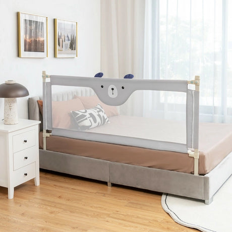 Vertical Lifting Baby Bedrail Guard with Lock-Gray