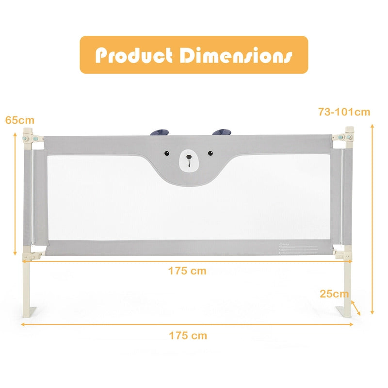 Vertical Lifting Baby Bedrail Guard with Lock-Gray