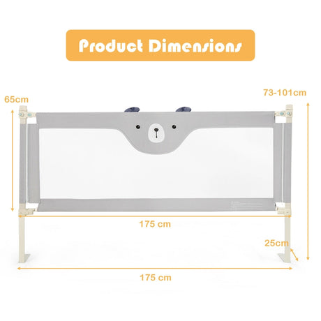 Vertical Lifting Baby Bedrail Guard with Lock-Gray