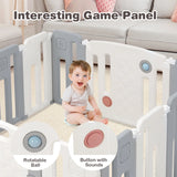 14 Panels Kids Safety Activity Play Center with Drawing Board-Gray