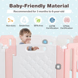 14 Panels Kids Safety Activity Play Center with Drawing Board-Pink