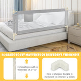 76.8 Inch Baby Bed Rail with Double Safety Child Lock-Gray