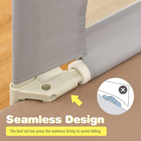 57 Inch Toddlers Vertical Lifting Baby Bed Rail Guard with Lock-Gray