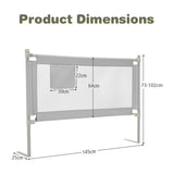 57 Inch Toddlers Vertical Lifting Baby Bed Rail Guard with Lock-Gray