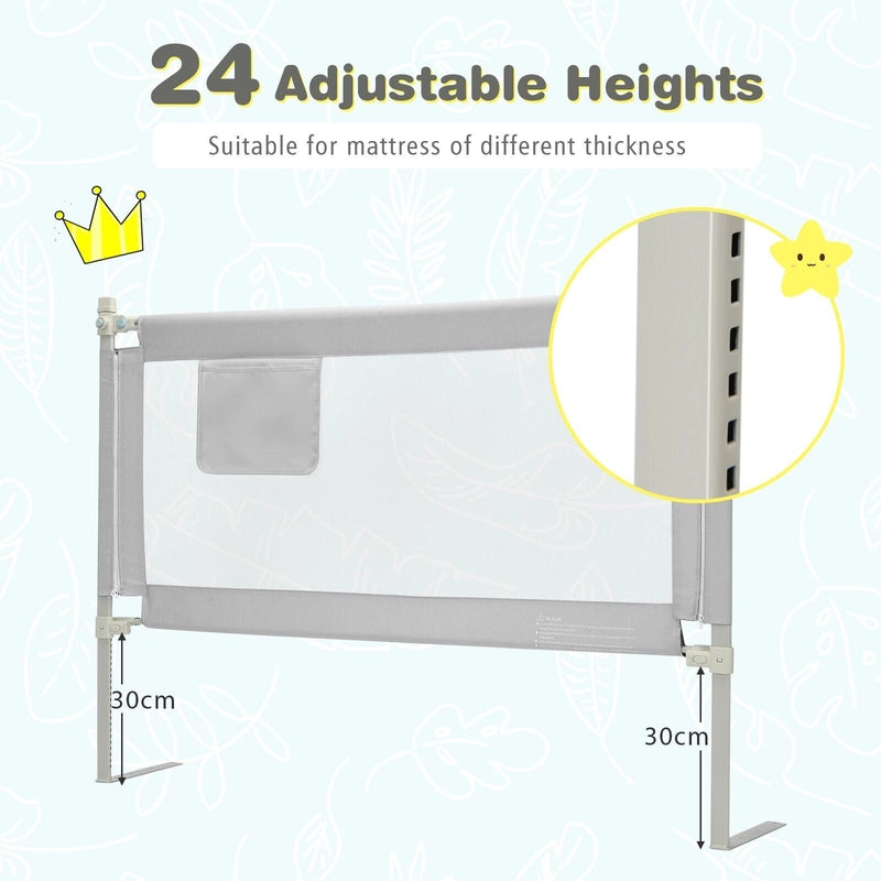 57 Inch Toddlers Vertical Lifting Baby Bed Rail Guard with Lock-Gray
