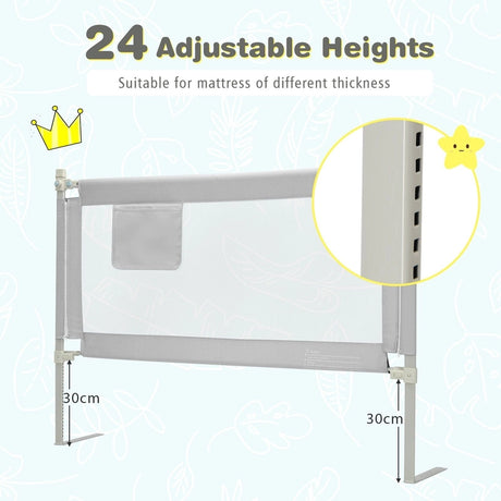 57 Inch Toddlers Vertical Lifting Baby Bed Rail Guard with Lock-Gray