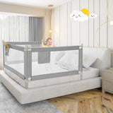 57 Inch Toddlers Vertical Lifting Baby Bed Rail Guard with Lock-Gray