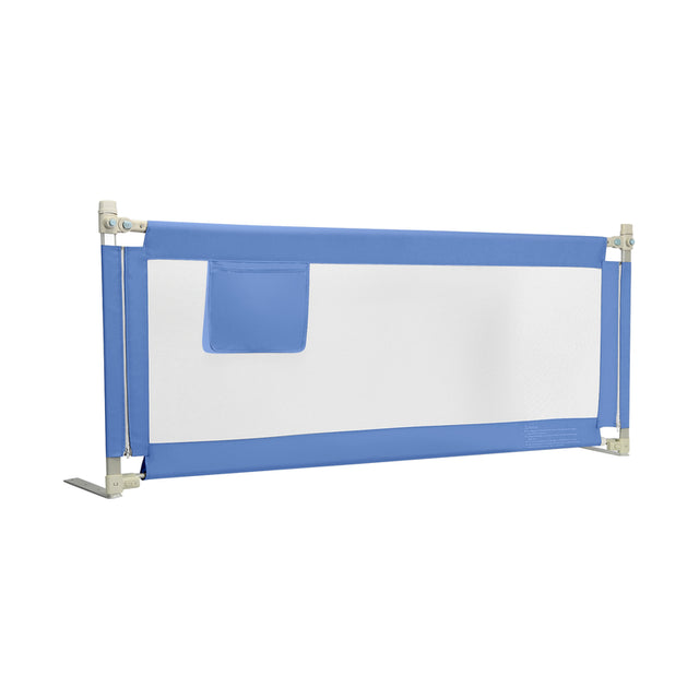 69.5 Inches Toddler Bedrail with Anti-Collision Cotton and Side Pocket-Blue