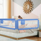 69.5 Inches Toddler Bedrail with Anti-Collision Cotton and Side Pocket-Blue