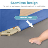 69.5 Inches Toddler Bedrail with Anti-Collision Cotton and Side Pocket-Blue