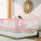 69.5 Inches Toddler Bedrail with Anti-Collision Cotton and Side Pocket-Pink