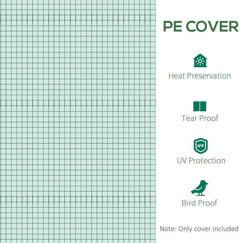 Outsunny 3 x 2 x 2m Greenhouse Replacement Cover ONLY Winter Garden Plant PE Cover for Tunnel Walk-in Greenhouse with Roll-up Windows Door Outdoor, Green