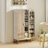 HOMCOM 119.5 cm Kitchen Cupboard, Freestanding Kitchen Cabinet with Double Doors, 5 Tiers, 12 Spice Racks, White